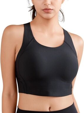 Momcozy Black Sports Bra S Longline Racerback Wireless Workout NWT